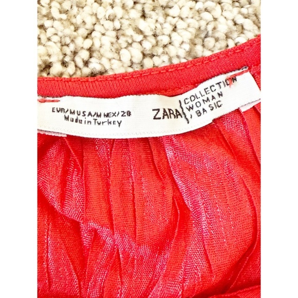 Zara woman/basic Pleated & creased dress red M - Picture 8 of 10
